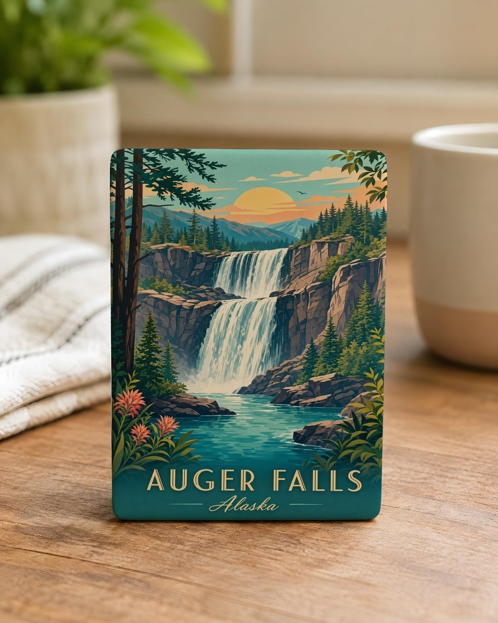 Auger Falls Fridge Magnet, Waterfall Nature Landmark Souvenir Magnet, Scenic Outdoor Travel Keepsake Magnet