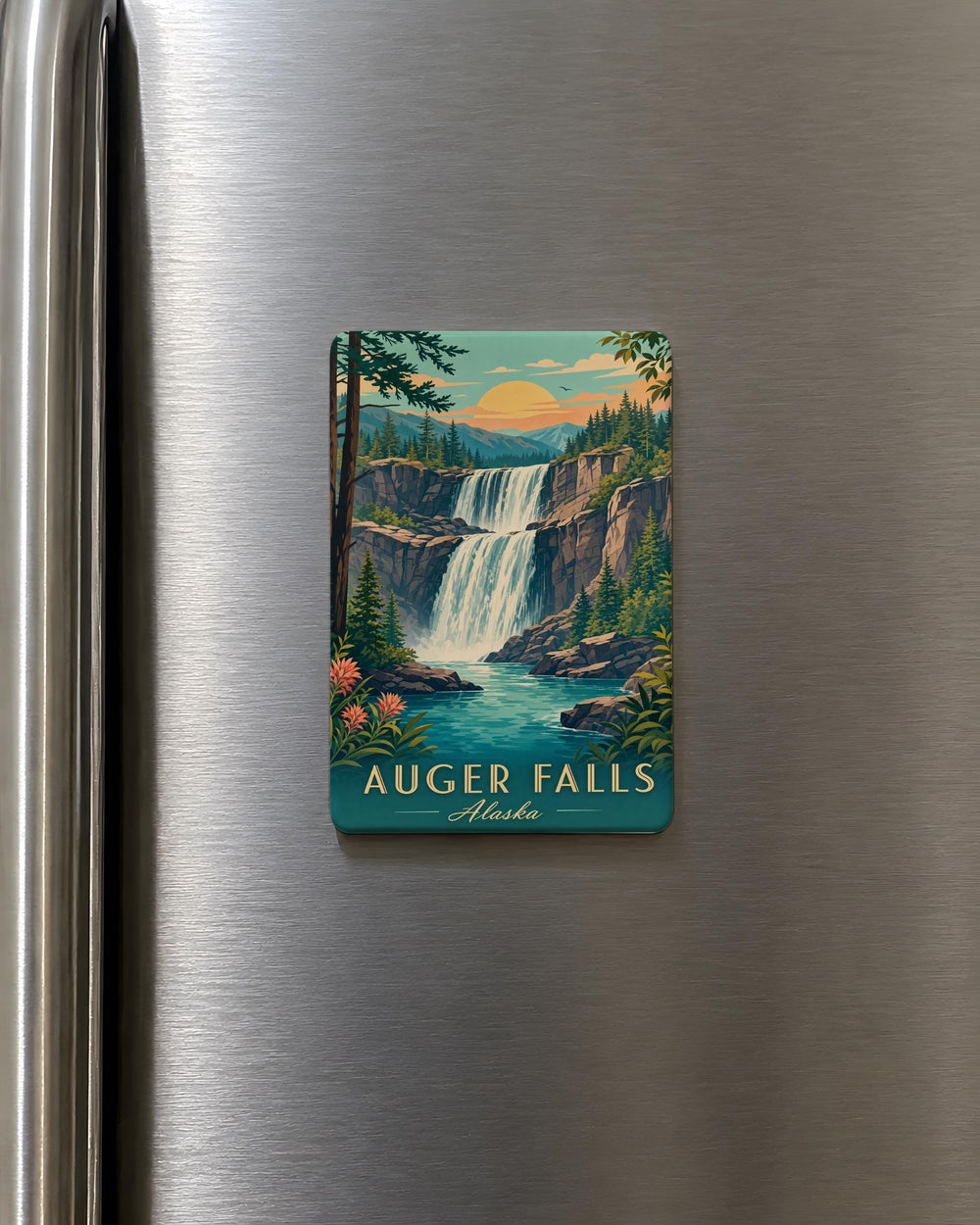 Auger Falls Fridge Magnet, Waterfall Nature Landmark Souvenir Magnet, Scenic Outdoor Travel Keepsake Magnet