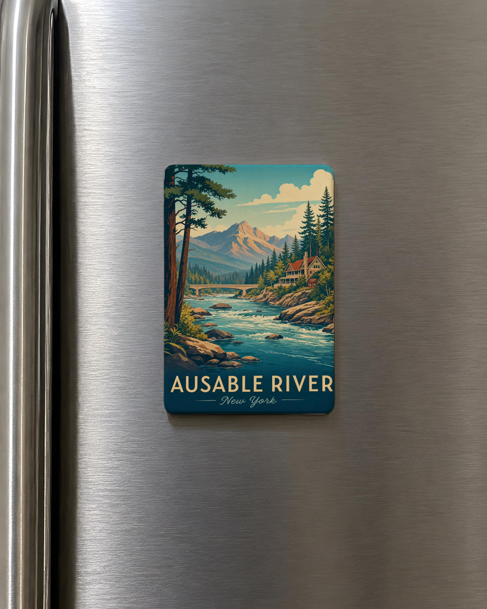 Ausable River Fridge Magnet, Ausable River Souvenir Magnet, Adirondack River Landmark Magnet, New York Travel Keepsake Magnet