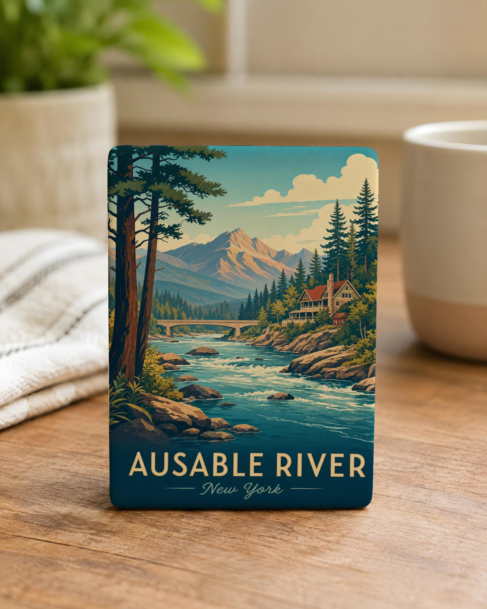 Ausable River Fridge Magnet, Ausable River Souvenir Magnet, Adirondack River Landmark Magnet, New York Travel Keepsake Magnet