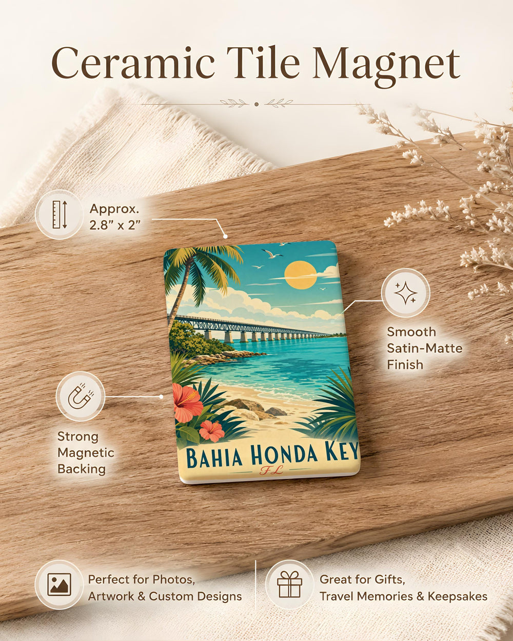 Bahia Honda Key Florida Fridge Magnet, Bahia Honda State Park Souvenir Magnet, Florida Keys Travel Keepsake Magnet