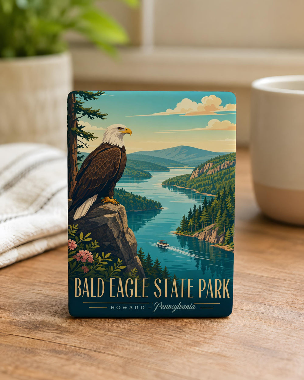 Bald Eagle State Park Fridge Magnet, Pennsylvania Nature Souvenir, Outdoor Hiking Camping Travel Keepsake Magnet