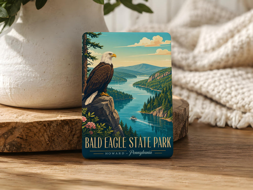 Bald Eagle State Park Fridge Magnet, Pennsylvania Nature Souvenir, Outdoor Hiking Camping Travel Keepsake Magnet