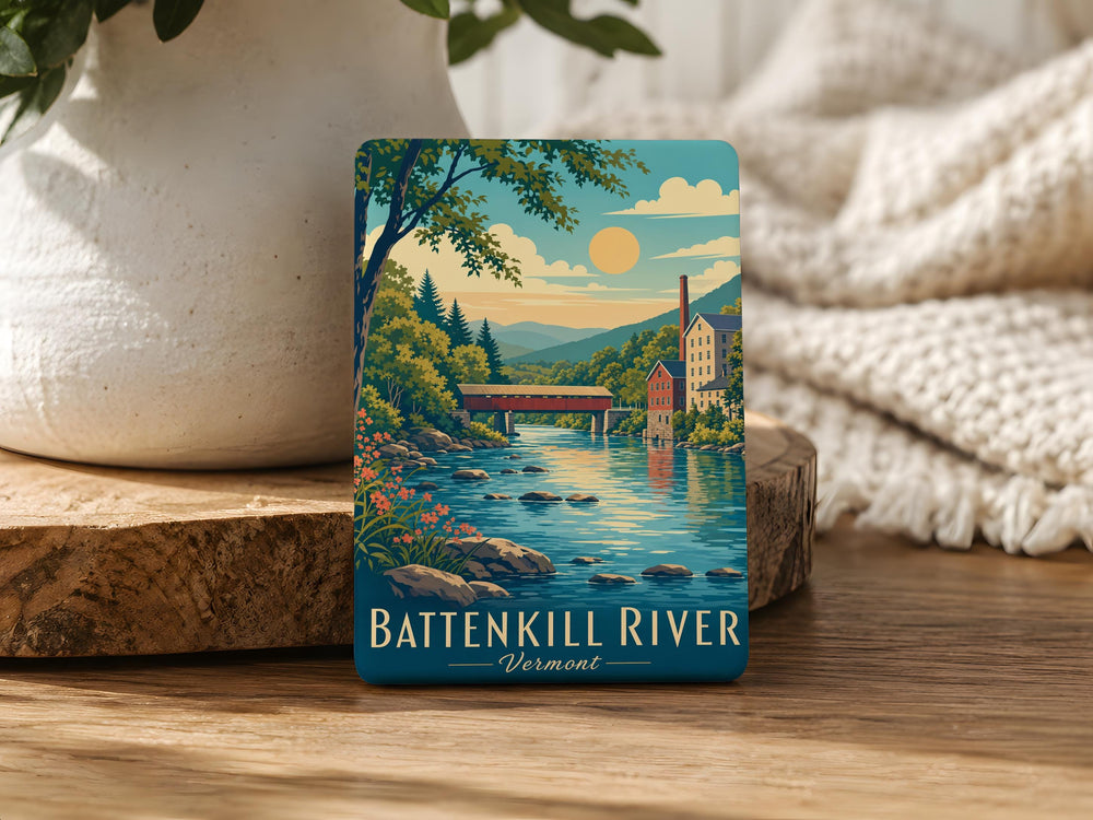Battenkill River Fridge Magnet, Battenkill River Vermont Souvenir Magnet, River Landscape Travel Keepsake Magnet