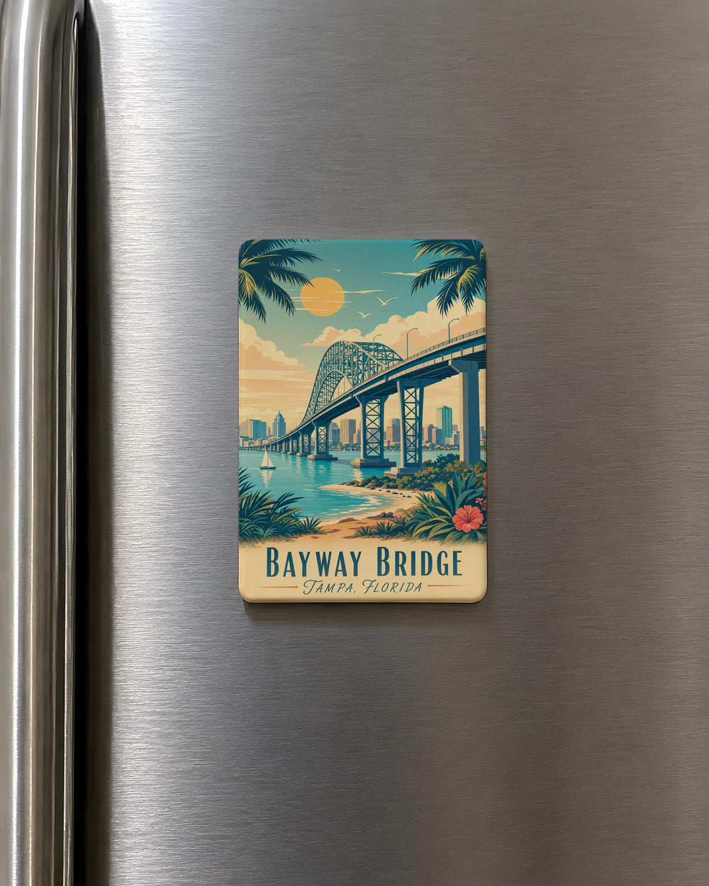Bayway Bridge Fridge Magnet, Bayway Bridge Landmark Souvenir Magnet, New Jersey Bridge Travel Gift Magnet