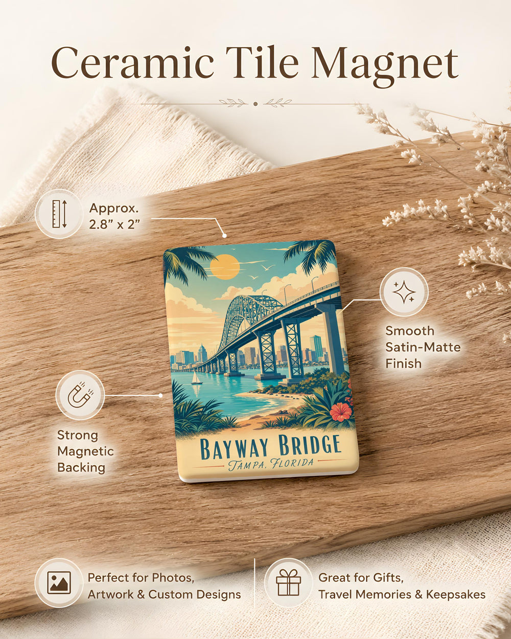 Bayway Bridge Fridge Magnet, Bayway Bridge Landmark Souvenir Magnet, New Jersey Bridge Travel Gift Magnet