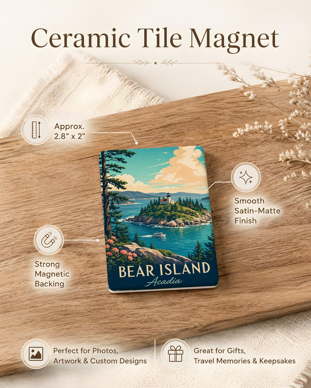 Bear Island Acadia Fridge Magnet, Maine Coastal Island Souvenir Magnet, Acadia National Park Travel Keepsake Magnet