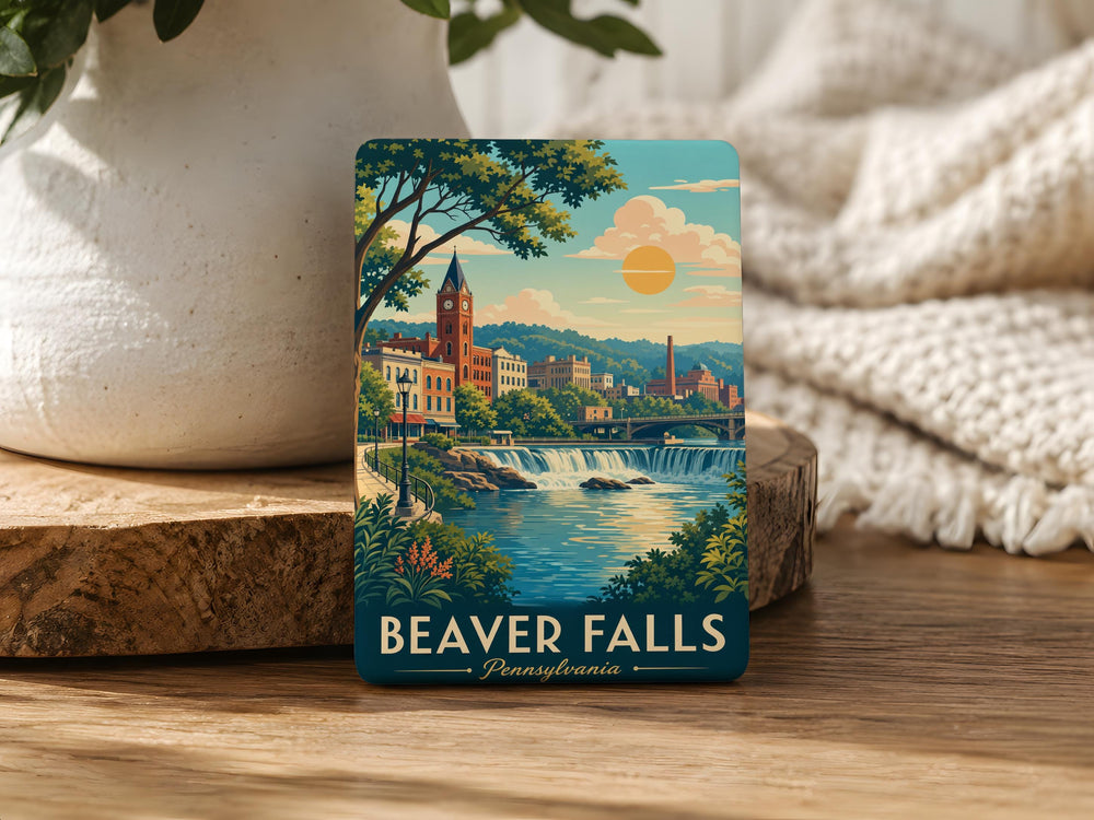 Beaver Falls Fridge Magnet, Beaver Falls Souvenir Magnet, Pennsylvania Travel Keepsake, City Landmark Refrigerator Magnet
