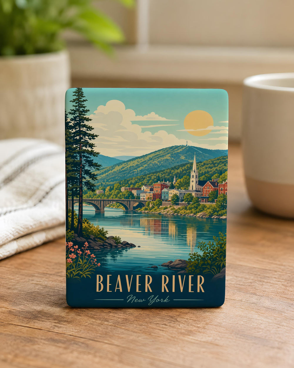 Beaver River Fridge Magnet, Beaver and River Nature Souvenir Magnet, Wildlife Outdoor Cabin Decor Magnet