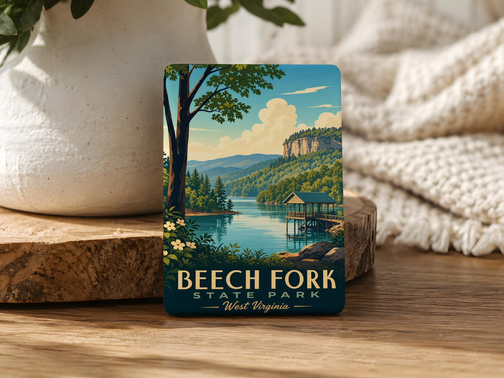Beech Fork State Park Fridge Magnet, West Virginia Park Souvenir Magnet, Lake and Trail Travel Keepsake Gift