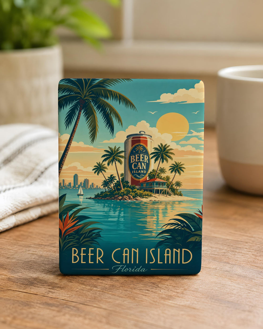 Beer Can Island Fridge Magnet, Beer Can Beach Souvenir Magnet, Coastal Island Travel Keepsake, Beachcomber Gift, Island Vacation Magnet