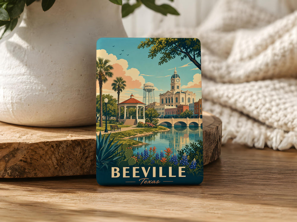 Beeville Texas Fridge Magnet, Beeville TX Souvenir Magnet, Texas Travel Gift, Bee County Keepsake, Hometown Refrigerator Magnet