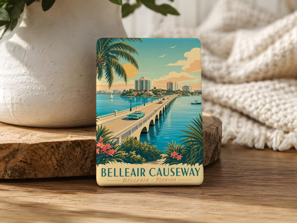 Belleair Causeway Fridge Magnet, Florida Coastal Bridge Souvenir, Tampa Bay Area Travel Keepsake Magnet