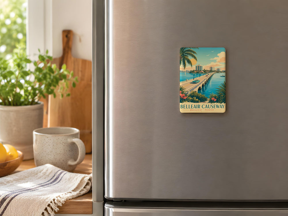 Belleair Causeway Fridge Magnet, Florida Coastal Bridge Souvenir, Tampa Bay Area Travel Keepsake Magnet