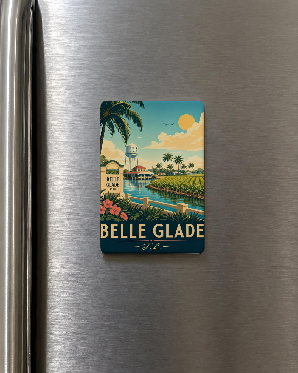 Belle Glade FL Fridge Magnet, Belle Glade Florida Souvenir Magnet, City Name Travel Keepsake Refrigerator Magnet