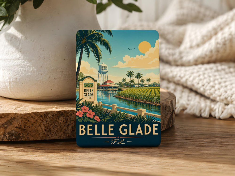 Belle Glade FL Fridge Magnet, Belle Glade Florida Souvenir Magnet, City Name Travel Keepsake Refrigerator Magnet