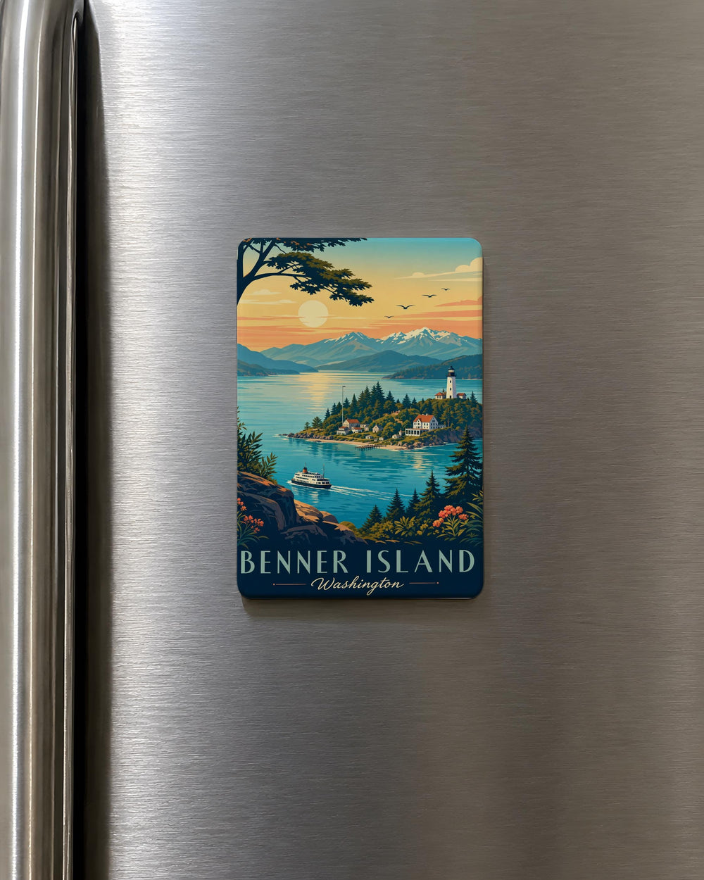 Benner Island Fridge Magnet, Benner Island Map Souvenir Magnet, Island Travel Keepsake, Coastal Landmark Refrigerator Magnet