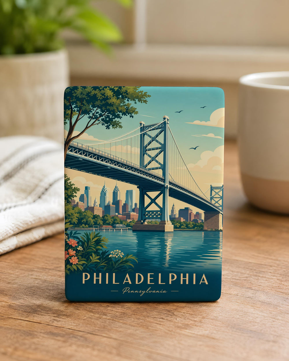 Betsy Ross Bridge Fridge Magnet, Philadelphia Pennsylvania Landmark Souvenir Magnet, Delaware River Bridge Gift