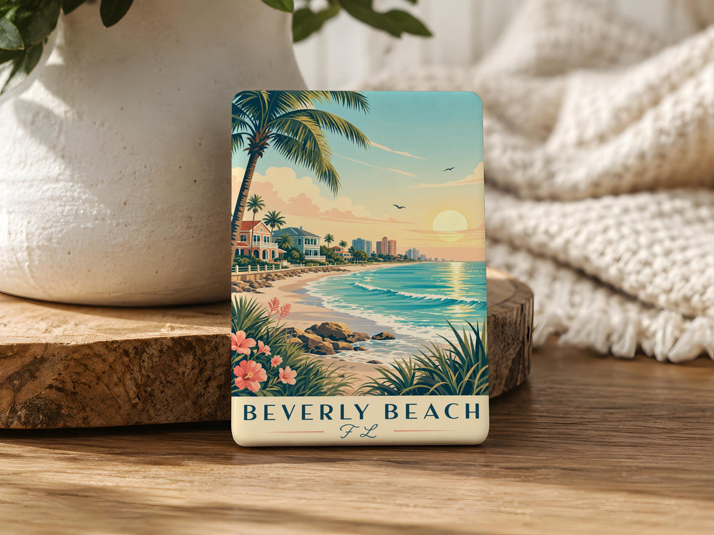 Beverly Beach FL Fridge Magnet, Florida Beach Souvenir Magnet, Beverly Beach Florida Travel Gift, Coastal Vacation Keepsake