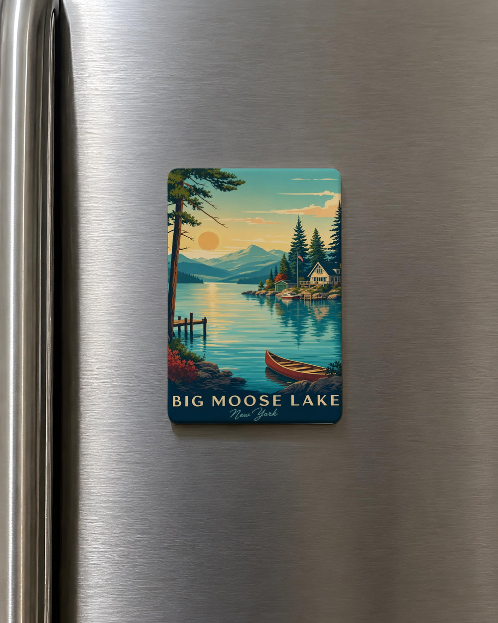 Big Moose Lake Fridge Magnet, Adirondack Mountain Lake Souvenir Magnet, Big Moose Lake New York Travel Gift