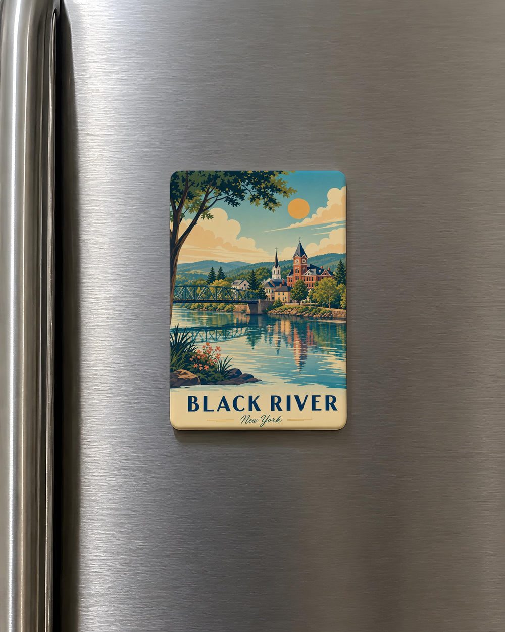 Black River NY Fridge Magnet, Black River New York Souvenir Magnet, River Town Travel Keepsake Magnet, NY Gift
