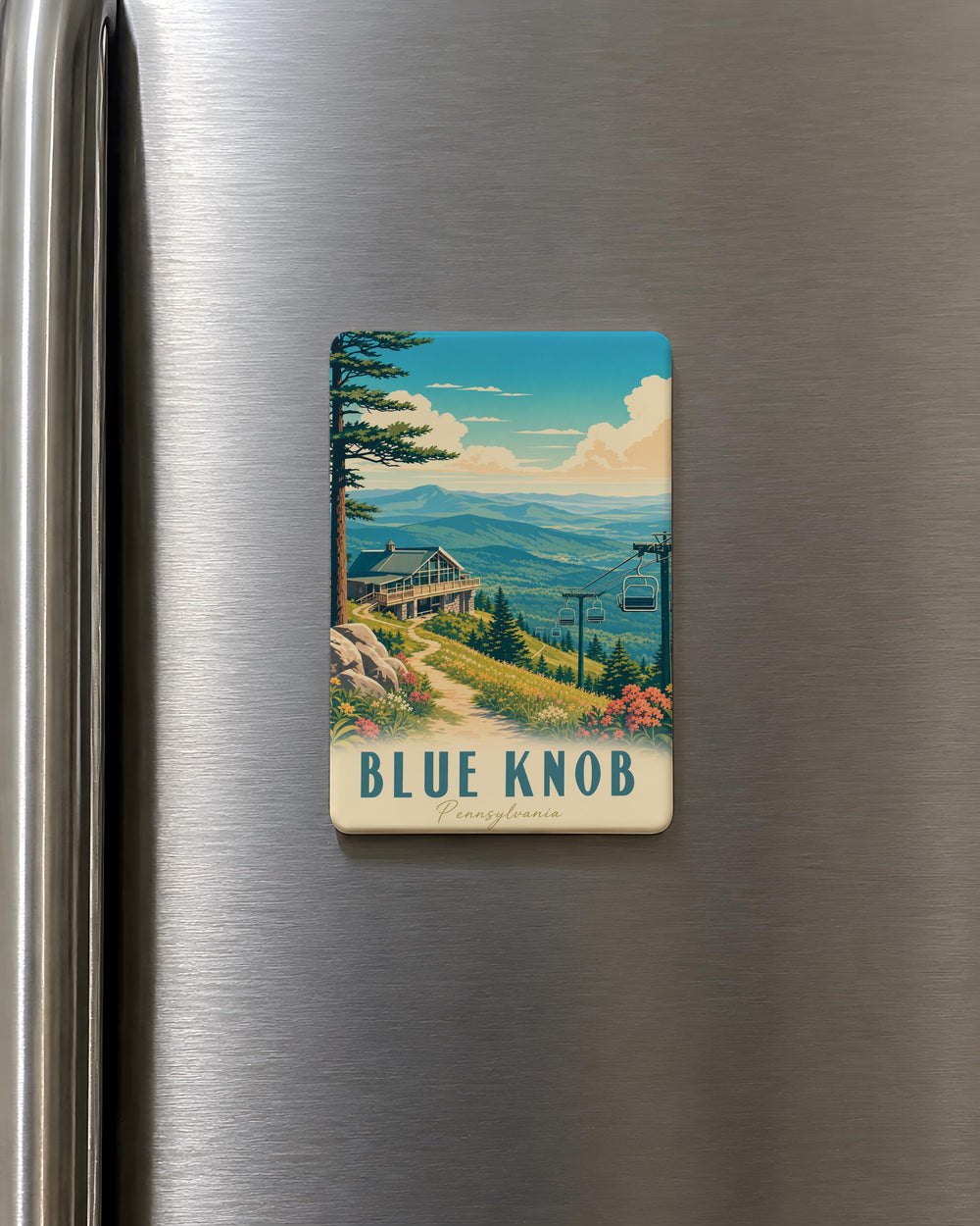 Blue Knob Fridge Magnet, Blue Knob Mountain Souvenir Magnet, Pennsylvania Travel Gift, Outdoor Hiking Keepsake Magnet