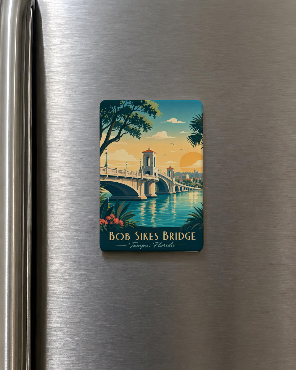 Bob Sikes Bridge Fridge Magnet, Pensacola Bay Bridge Souvenir, Florida Landmark Travel Gift, Coastal Bridge Keepsake