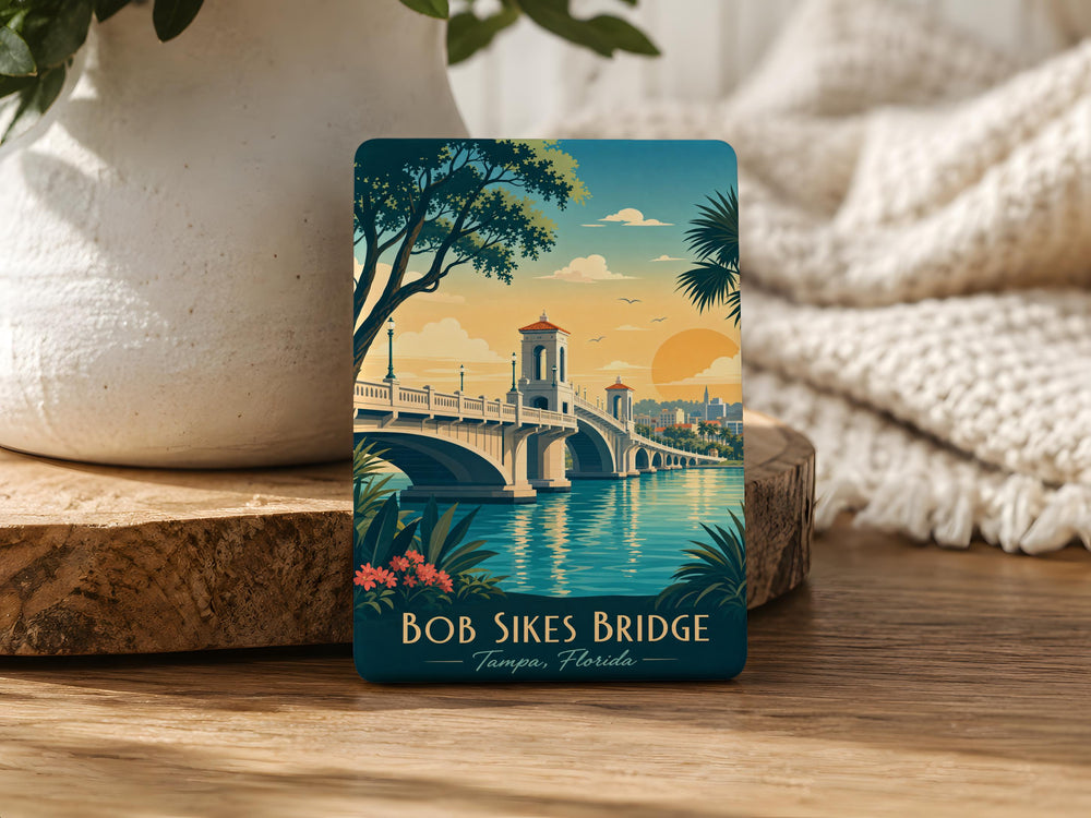 Bob Sikes Bridge Fridge Magnet, Pensacola Bay Bridge Souvenir, Florida Landmark Travel Gift, Coastal Bridge Keepsake
