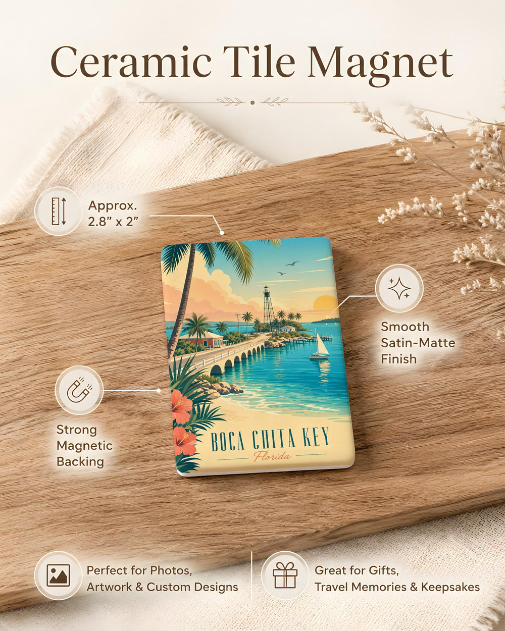 Boca Chita Key Fridge Magnet, Florida Keys Landmark Souvenir Magnet, Coastal Island Travel Gift, National Park Keepsake Magnet