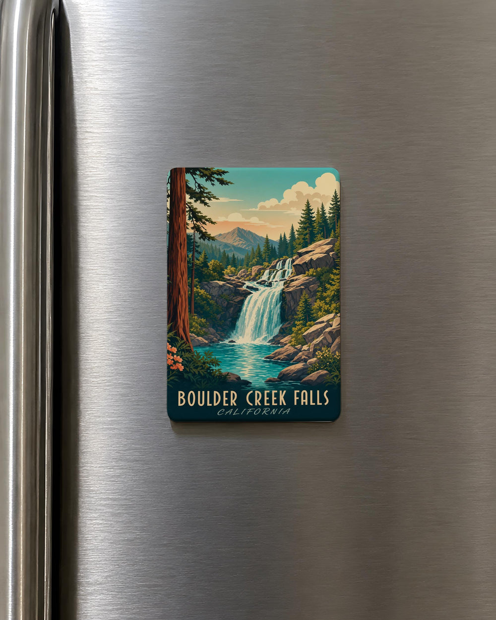 Boulder Creek Falls Fridge Magnet, Waterfall Nature Souvenir, Scenic Hiking Trail Travel Gift, Creek Waterfall Keepsake