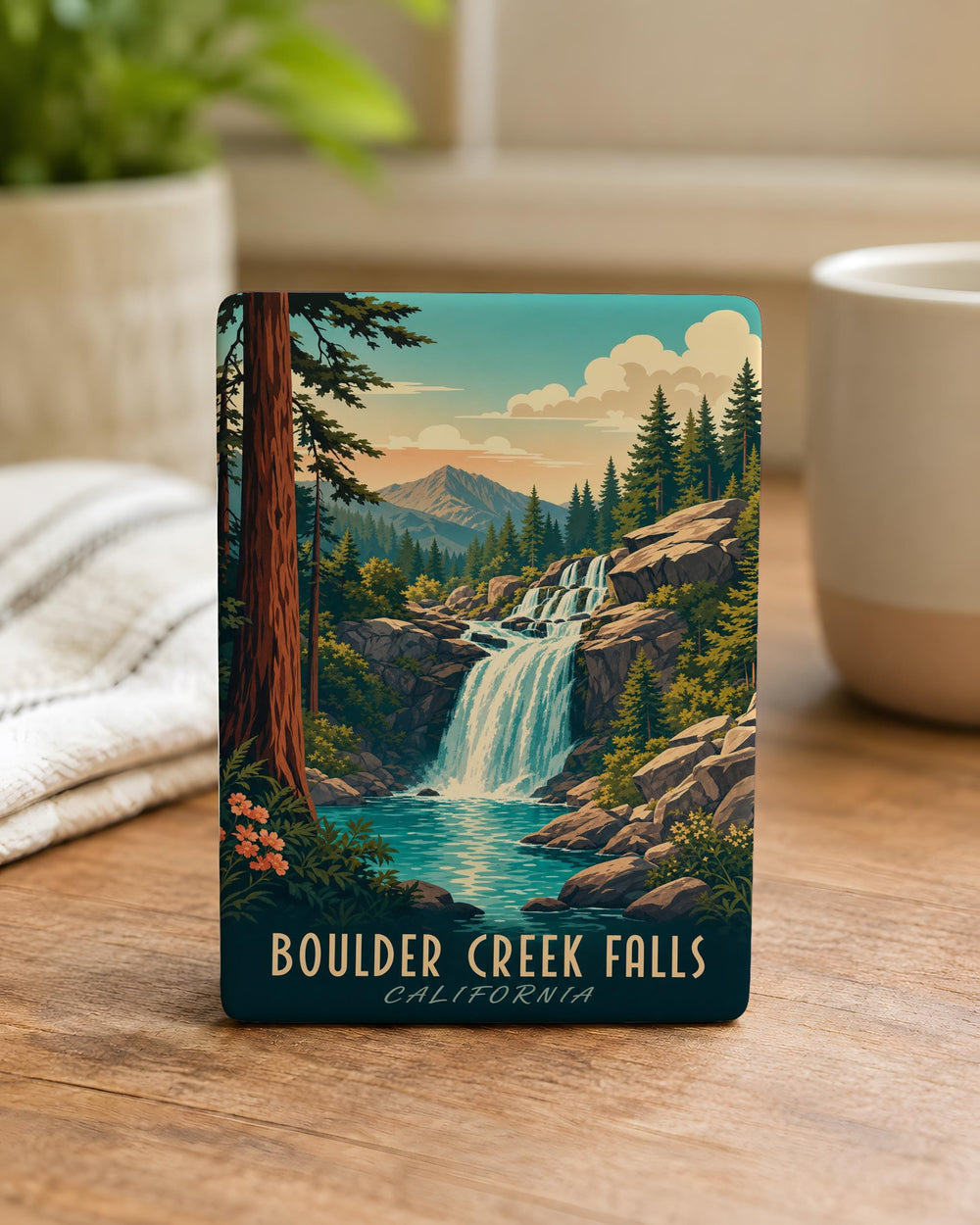 Boulder Creek Falls Fridge Magnet, Waterfall Nature Souvenir, Scenic Hiking Trail Travel Gift, Creek Waterfall Keepsake