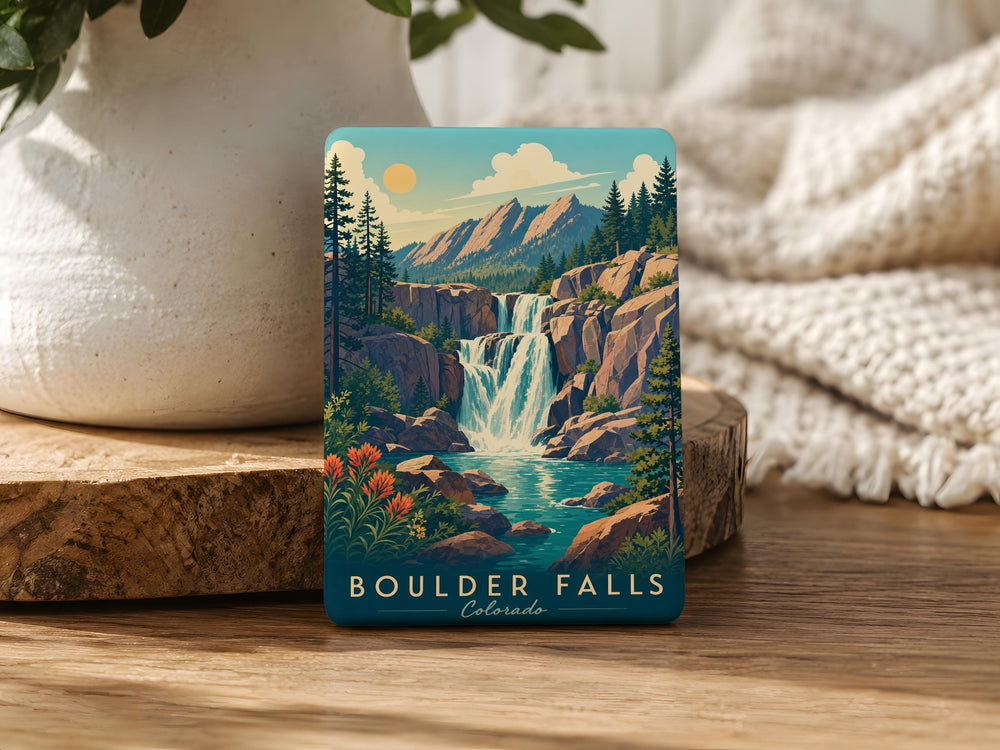 Boulder Falls Fridge Magnet, Waterfall Nature Scene Souvenir Magnet, Colorado Hiking Travel Keepsake Magnet