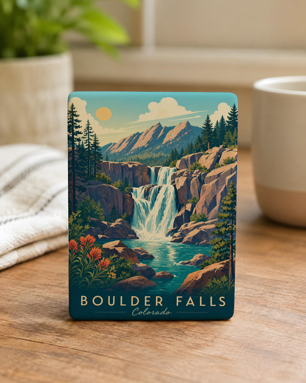 Boulder Falls Fridge Magnet, Waterfall Nature Scene Souvenir Magnet, Colorado Hiking Travel Keepsake Magnet