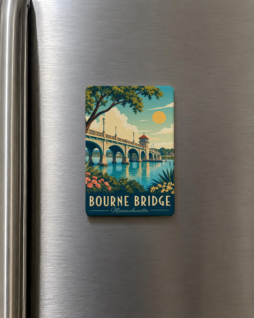 Bourne Bridge Fridge Magnet, Cape Cod Massachusetts Bridge Souvenir, Scenic Canal Crossing Travel Keepsake Magnet