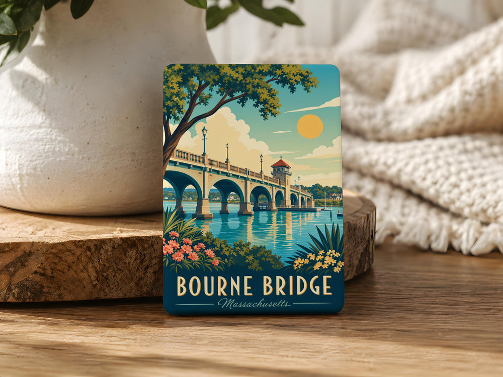 Bourne Bridge Fridge Magnet, Cape Cod Massachusetts Bridge Souvenir, Scenic Canal Crossing Travel Keepsake Magnet