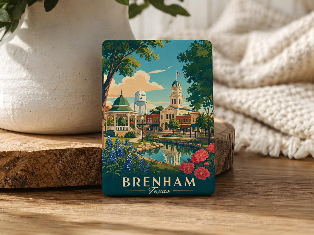 Brenham TX Fridge Magnet, Brenham Texas Souvenir Magnet, Texas Travel Gift, City Landmark Keepsake, Hometown Pride Magnet