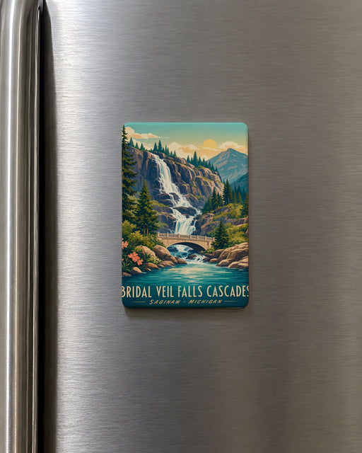 Bridal Veil Falls Cascades Fridge Magnet, Waterfall Landscape Souvenir Magnet, Cascades National Park Travel Gift