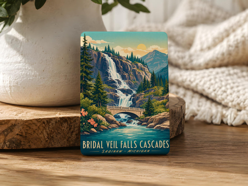 Bridal Veil Falls Cascades Fridge Magnet, Waterfall Landscape Souvenir Magnet, Cascades National Park Travel Gift