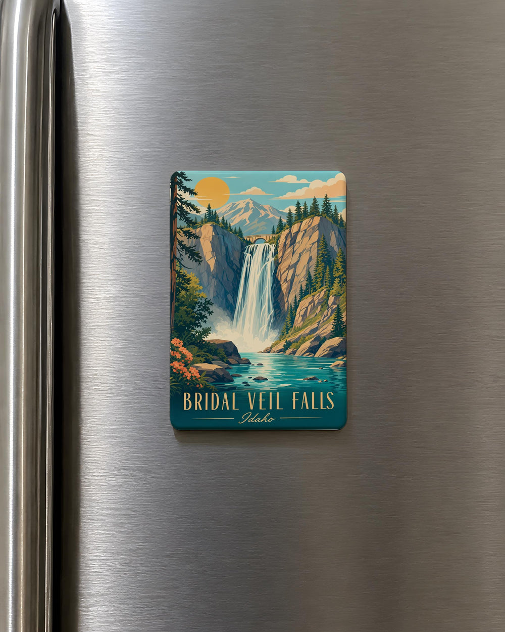 Bridal Veil Falls Idaho Fridge Magnet, Waterfall Souvenir Magnet, Idaho Travel Gift, Scenic Nature Landmark Magnet