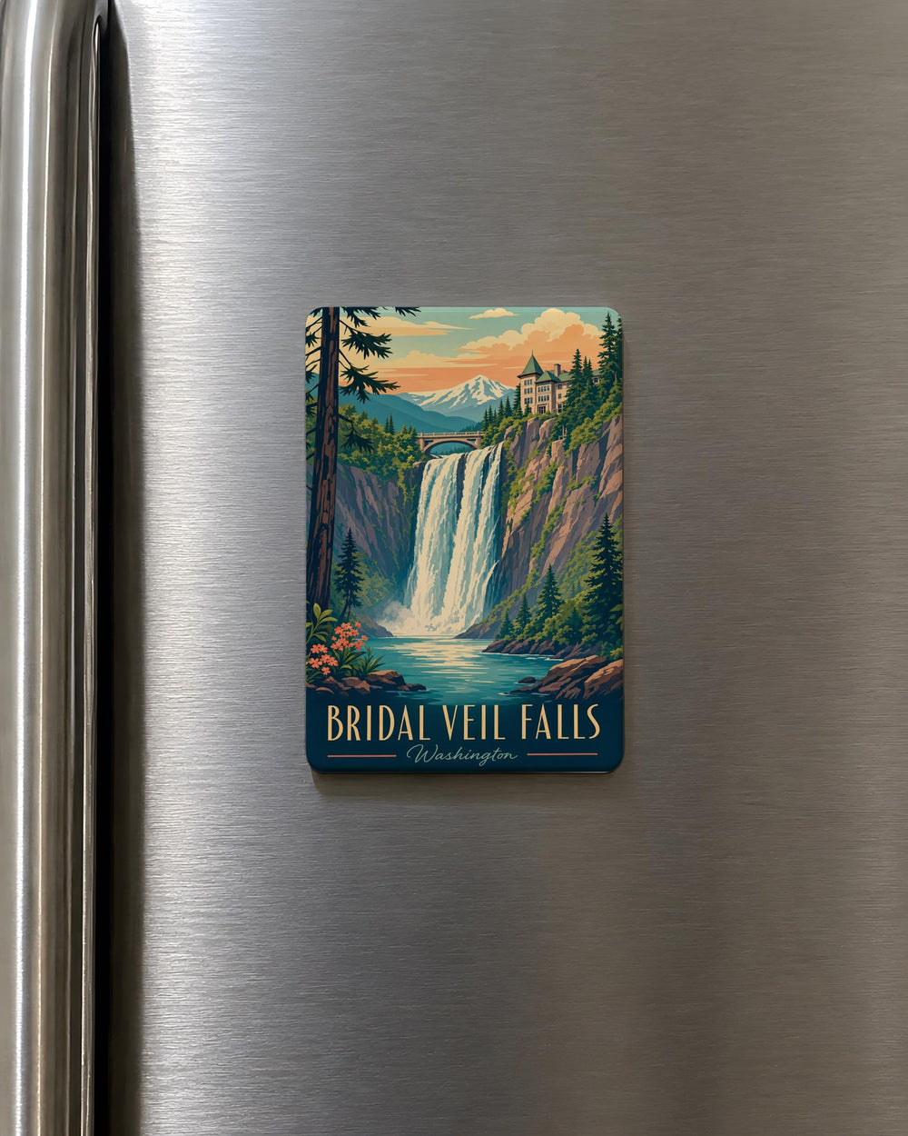 Bridal Veil Falls Washington Fridge Magnet, Waterfall Landmark Souvenir, Pacific Northwest Travel Gift, Scenic Cascade Magnet