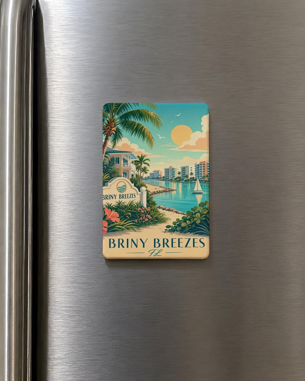 Briny Breezes Florida Fridge Magnet, Coastal Town Souvenir Magnet, Palm Beach County FL Travel Keepsake Magnet