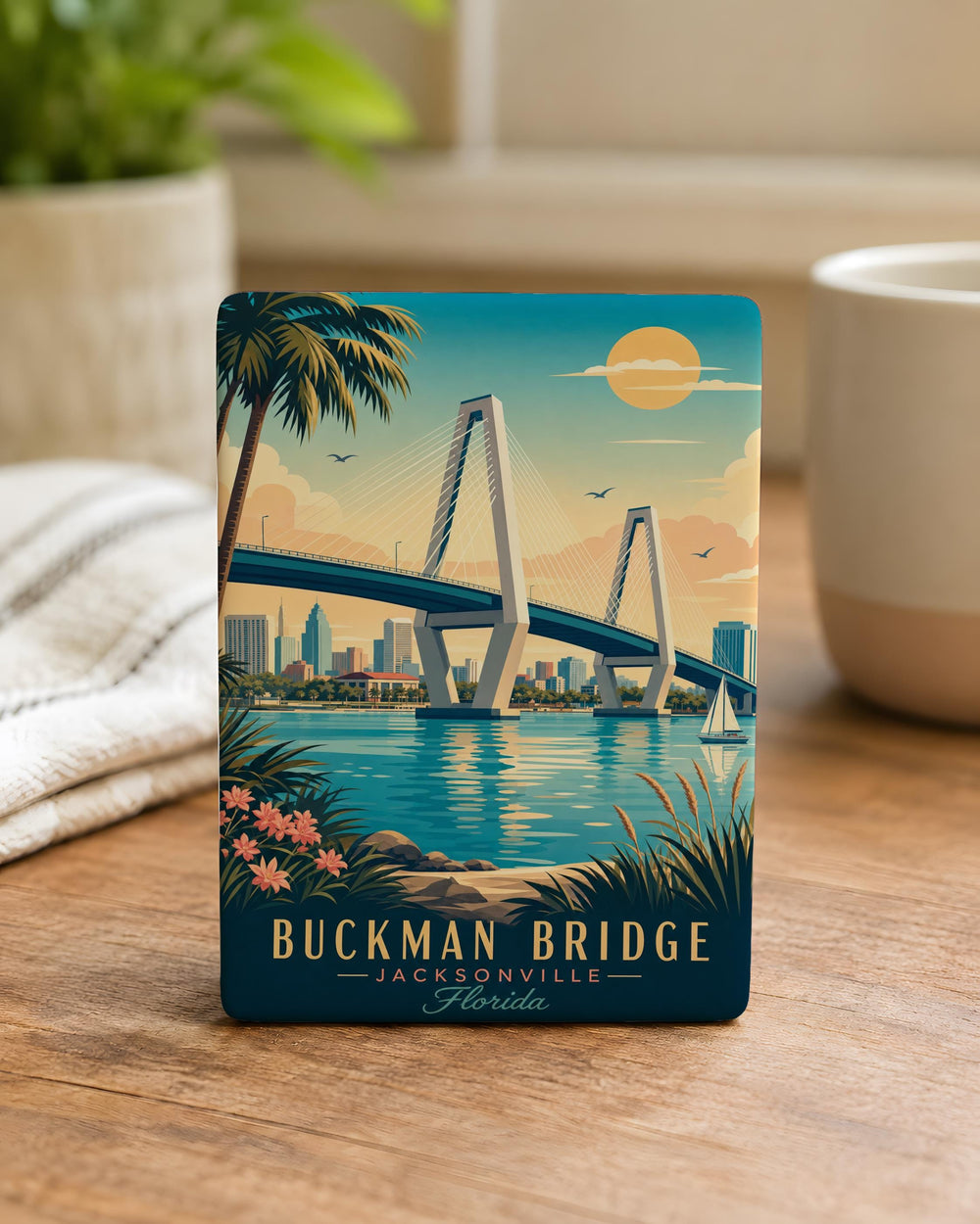 Buckman Bridge Fridge Magnet, Jacksonville Florida Bridge Souvenir Magnet, St Johns River Landmark Magnet