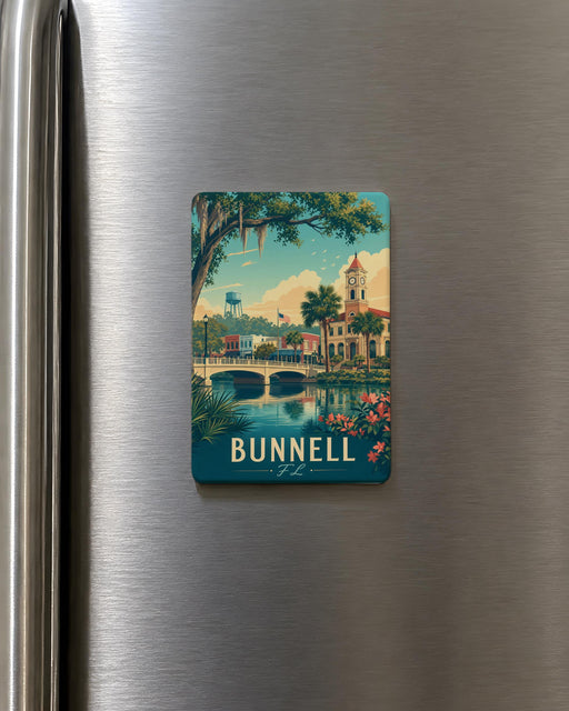 Bunnell Florida Fridge Magnet, Bunnell FL Souvenir Magnet, Flagler County Travel Gift, Florida Home Decor Magnet
