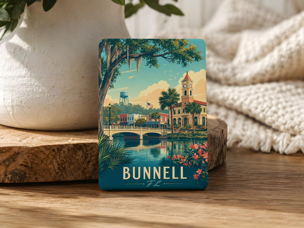 Bunnell Florida Fridge Magnet, Bunnell FL Souvenir Magnet, Flagler County Travel Gift, Florida Home Decor Magnet
