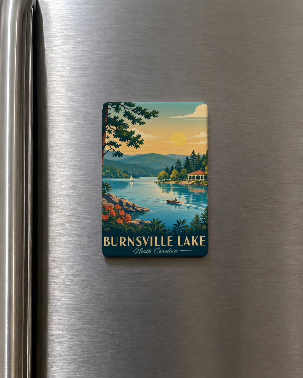 Burnsville Lake Fridge Magnet, Burnsville Minnesota Lake Souvenir Magnet, Lakeside Travel Gift, Cabin Lake Decor Magnet