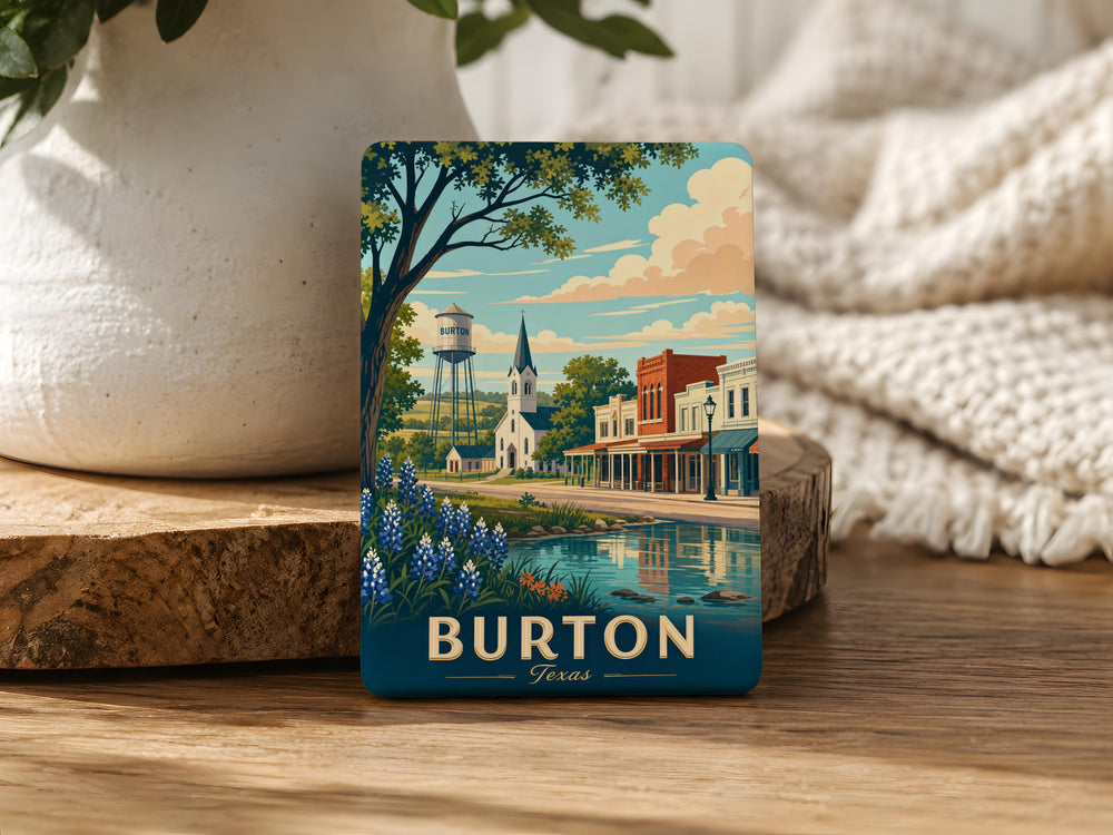 Burton TX Fridge Magnet, Burton Texas Souvenir Magnet, Washington County Travel Gift, Texas Small Town Keepsake Magnet
