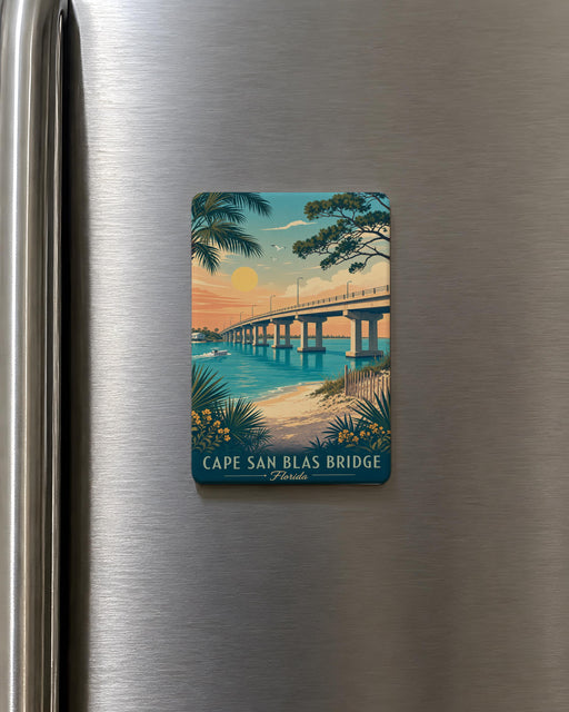 Cape San Blas Bridge Fridge Magnet, Florida Coastal Landmark Souvenir Magnet, Scenic Bridge Travel Keepsake Gift