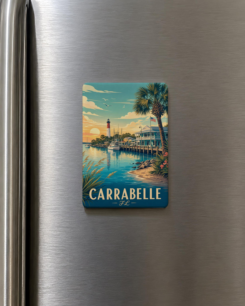 Carrabelle FL Fridge Magnet, Carrabelle Florida Souvenir Magnet, Coastal Gulf Beach Town Travel Gift, Vacation Keepsake Magnet