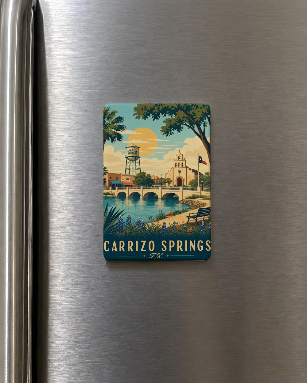 Carrizo Springs TX Fridge Magnet, Carrizo Springs Texas Souvenir Magnet, City Landmark Travel Gift, Hometown Keepsake Magnet