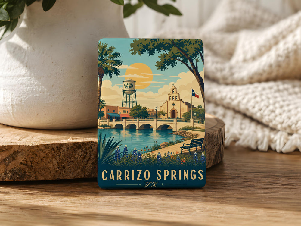 Carrizo Springs TX Fridge Magnet, Carrizo Springs Texas Souvenir Magnet, City Landmark Travel Gift, Hometown Keepsake Magnet